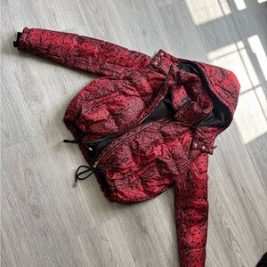 Red Snake Print Hooded Jacket